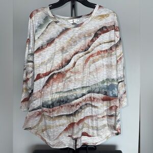 Christopher & Banks Multicolor Striped 3/4 Sleeve Top